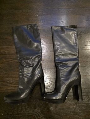 Gucci Black High-Heel Mid-Calf Women's Boots Size 6.5